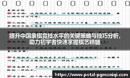 提升中国象棋竞技水平的关键策略与技巧分析，助力初学者快速掌握棋艺精髓